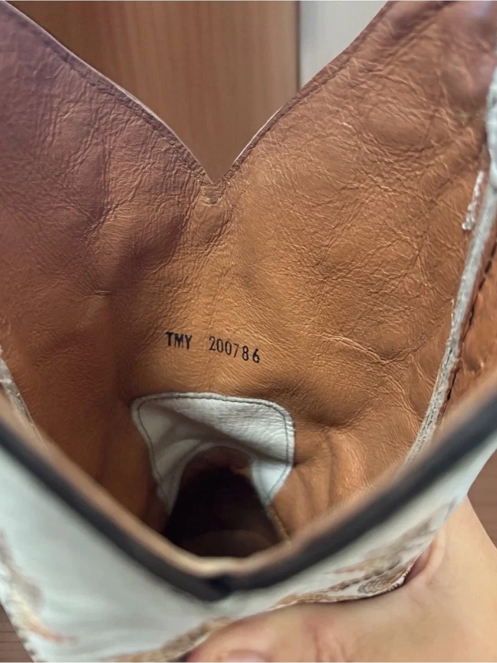 Tanner Mark Two-Tone Brown ostrich print and Cream Western Cowboy Boots
